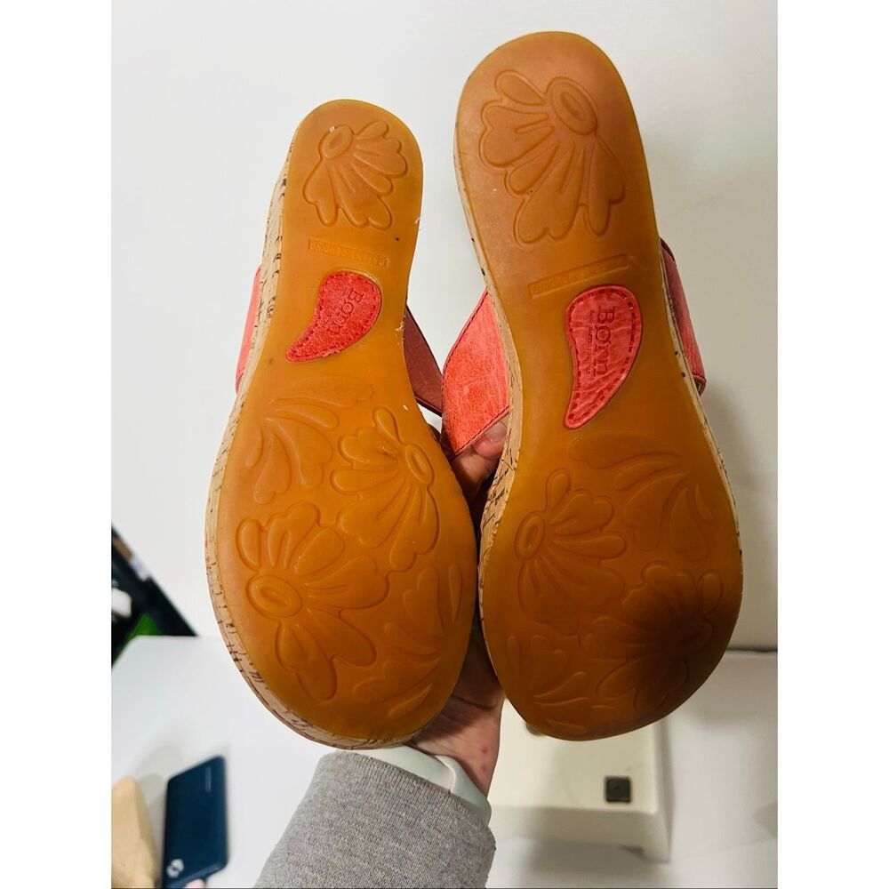 Born Kornelia Coral Leather Flower Sandals Sz 6 - Picture 8 of 8
